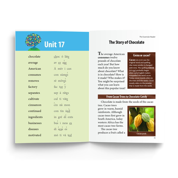Unit 17 Interior Sample  - "The Story of Chocolate" read in conjunction with Unit 18 of the main Essentials curriculum.
