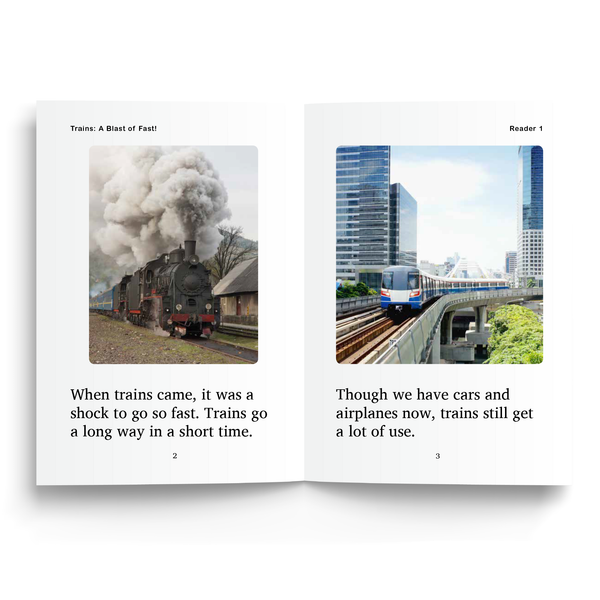 Sample of Reader 1: Trains - A Blast of Fast used with Foundations C