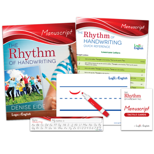 Rhythm of Handwriting Manuscript Set: Student Workbook, Quick Reference, Student Whiteboard, Desk Strip, and Tactile Cards