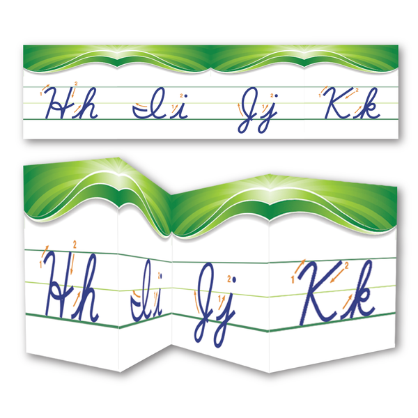 Sample of Rhythm of Handwriting Cursive Wall Strip -  perforated strip of the Hh, Ii, Jj, and Kk 