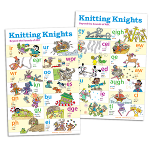 Knitting Knights Phonogram Posters featuring the multi-letter phonograms taught in Foundations C