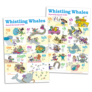 Whistling Whale Phonogram Posters featuring the multi-letter phonograms taught in Foundations B.