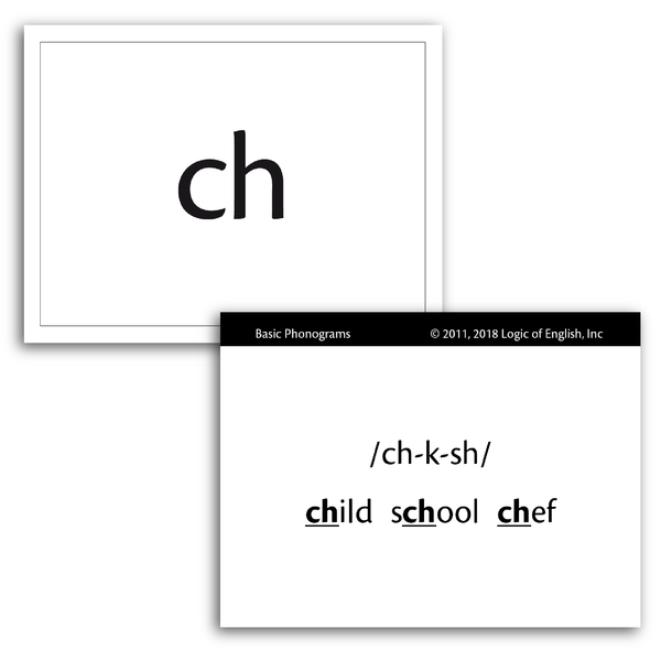 Sample of Basic Phonogram Flash Cards - the sounds of CH