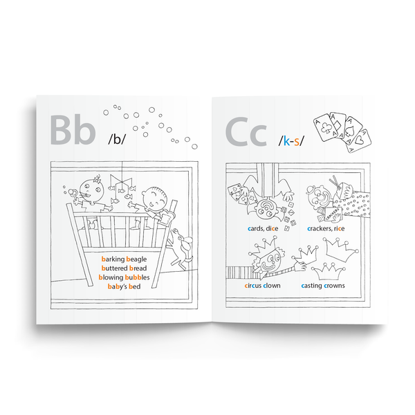 Sample of Doodling Dragons Phonogram Coloring Book - the sounds of Bb and Cc