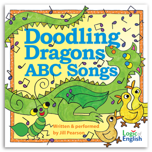 Doodling Dragons ABC Songs, written and performed by Jill Pearson, cover art illustrated by Ingrid Hess - PDF+MP3 Download