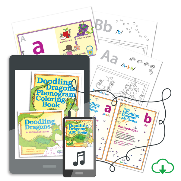 Doodling Dragons Digital Set: Doodling Dragons An ABC Book of Sounds book, Doodling Dragons Phonogram Coloring Book, and Doodling Dragons ABC Songs - PDF+MP3 Download