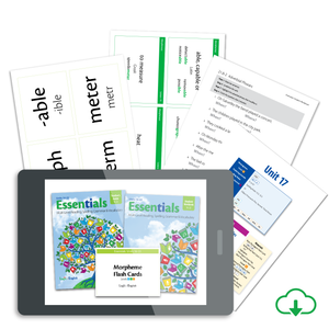 Essentials 16-22 Set: Teacher's Guide, Student Workbook, and Morpheme Flashcards for Units 16-22 - PDF Download