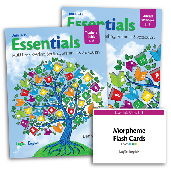 Essentials 8-15 Set: Teacher's Guide, Student Workbook, and Morpheme Flash Cards for Essentials Units 8-15