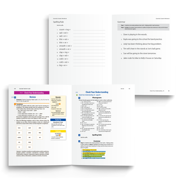 Sample of Teacher's Guide and Student Workbook for Essentials Units 23-30 - Check Your Understanding