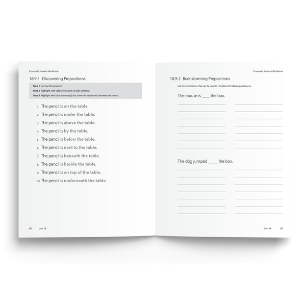 Sample of Student Workbook for Essentials Units 16-22 - Grammar Practice with Prepositions