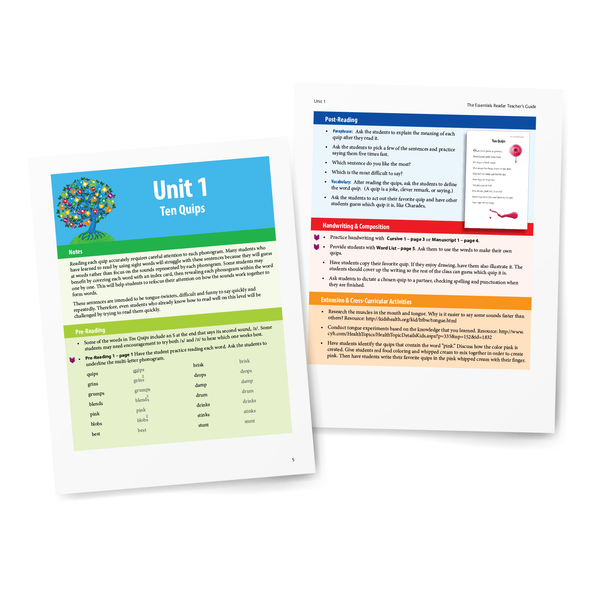 Sample of Teacher's Guide used with the Essentials Reader - Unit 1