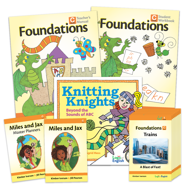 Foundations C Set: Teacher's Manual, Student Workbook, Knitting Knights: Beyond the Sounds of ABC, set of 8 decodable readers, and two early chapter books