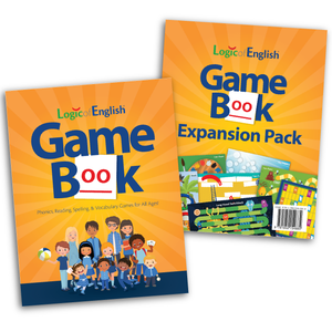 The Game Book + Expansion Pack Set: Logic of English® Game Book: Phonics, Reading, Spelling, & Vocabulary Games for All Ages plus an expansion pack of 8 reusable, full-color game boards.