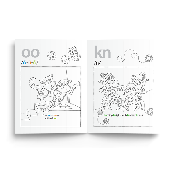Sample of Knitting Knights Phonogram Coloring Book - the sounds of OO, KN