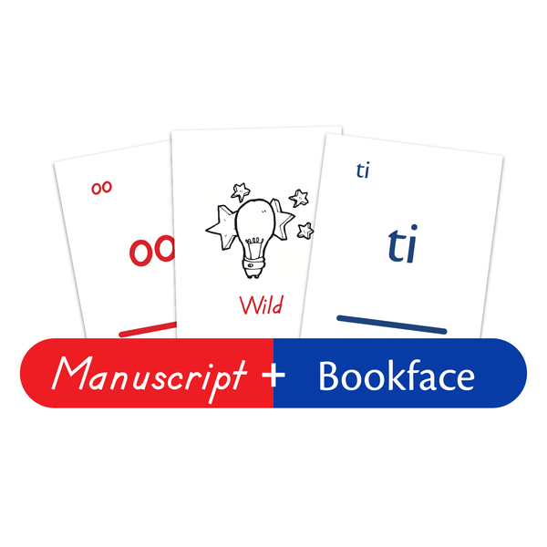 Samples of Manuscript and Bookface Phonogram Game Cards