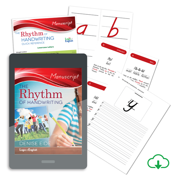 Rhythm of Handwriting Manuscript Set: Student Book, Handwriting Quick Reference, Tactile Cards, Student Desk Strip, and Student Whiteboard - PDF Download