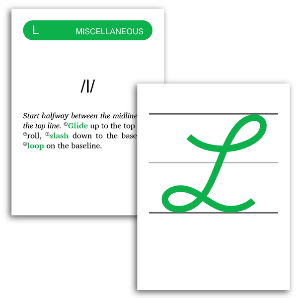 Sample of Rhythm of Handwriting Cursive Tactile Cards - uppercase L