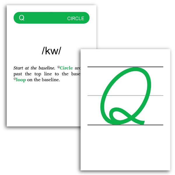 Sample of Rhythm of Handwriting Cursive Tactile Cards - uppercase Q