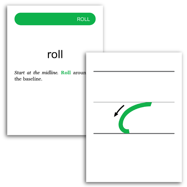 Sample of Rhythm of Handwriting Cursive Tactile Cards - roll stroke