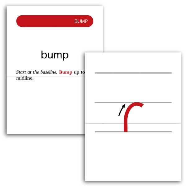Sample of Rhythm of Handwriting Manuscript Tactile Cards - bump stroke