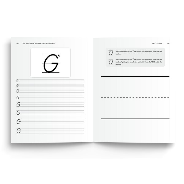 Sample of Rhythm of Handwriting Manuscript Student Book - roll letters