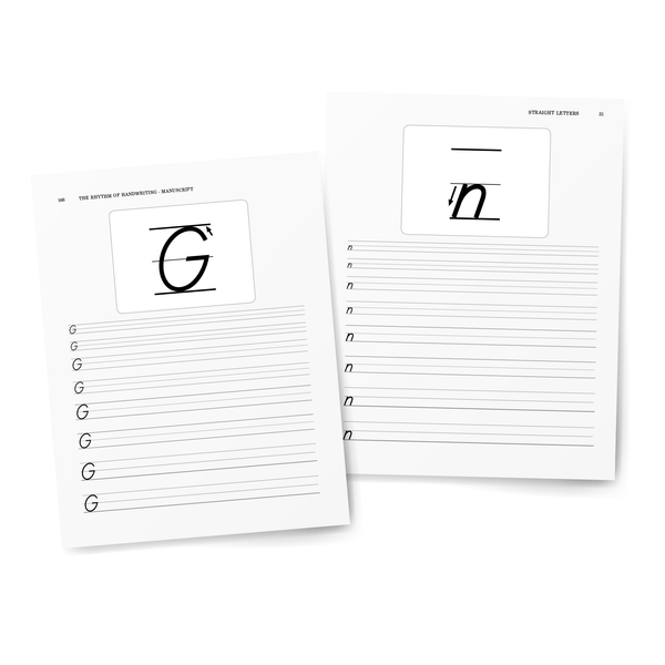 Sample of Rhythm of Handwriting Manuscript Student Book - uppercase G and lowercase n practice