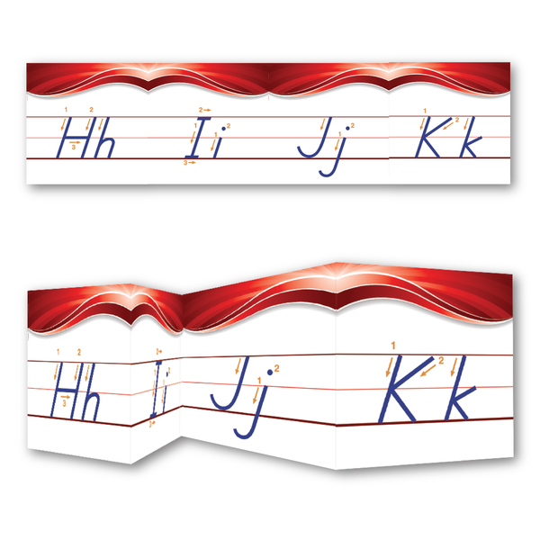 Sample of Rhythm of Handwriting Manuscript Wall Strip -  perforated strip of the Hh, Ii, Jj, and Kk 